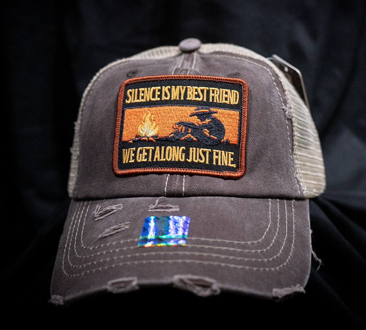 Silence Is My Best Friend — Distressed Charcoal Hat