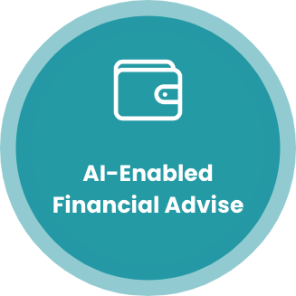 Icon of a wallet with the text 'AI-Enabled Financial Advice' beneath it.