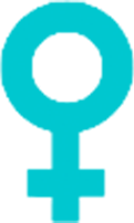 Female gender symbol in blue on a white background