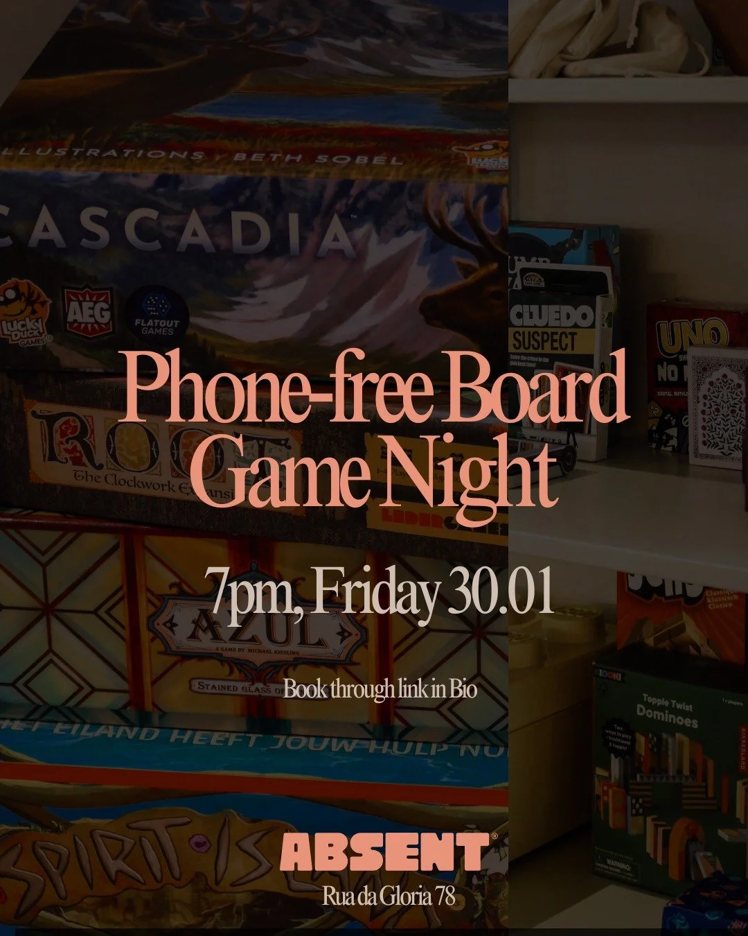 Board games. Good drinks. No phones.

A Friday night built around thoughtful games, easy conversation, and drinks that pair well.
Book through link in bio.

Bring a game you love, or try one from our collection. Come solo or bring a plus one.