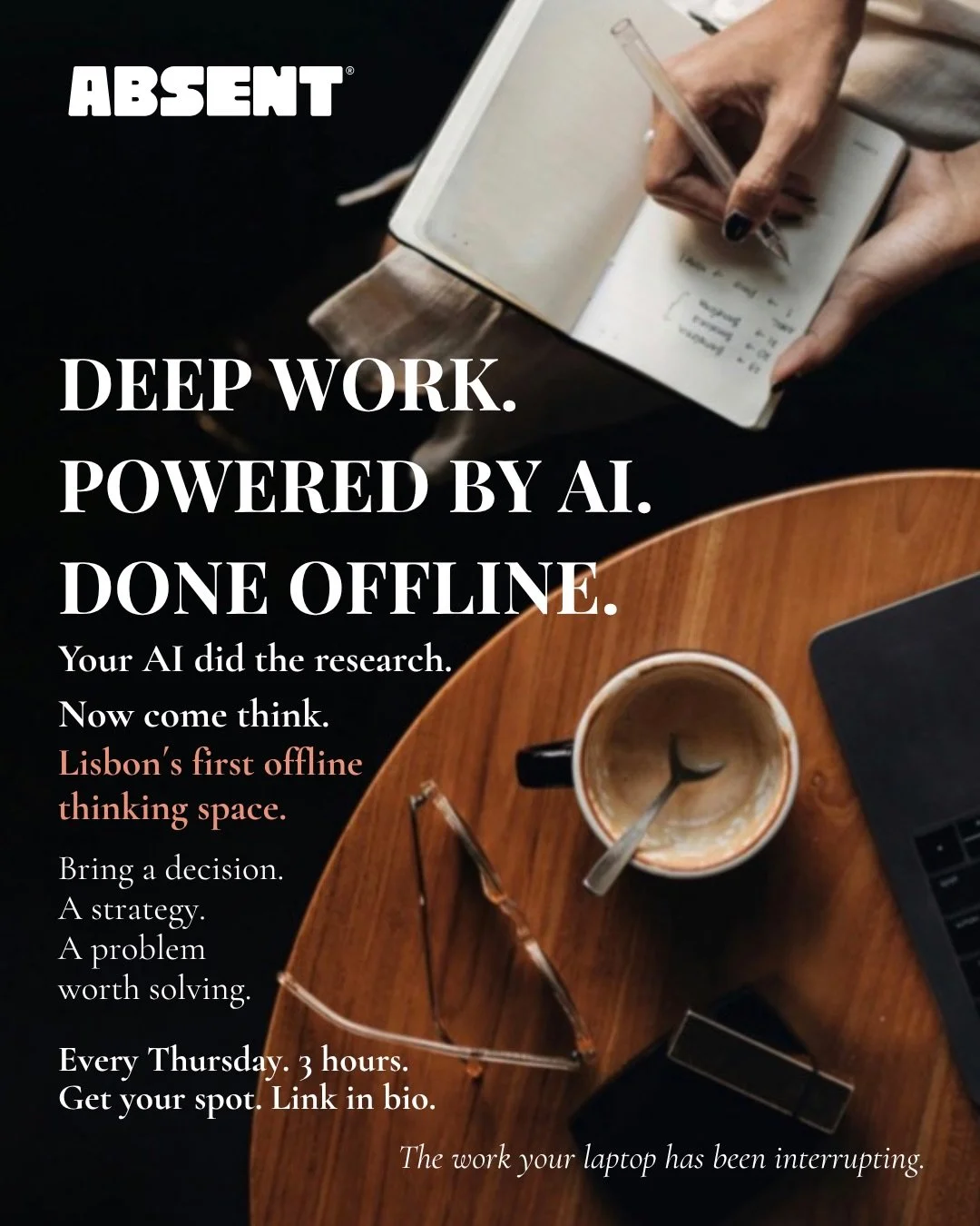 AI does the prep. You do the thinking. We make the coffee.

AI is brilliant at processing. You are brilliant at deciding. The problem is most people never separate the two.

The science is clear: the brain&rsquo;s deepest thinking happens offline, aw