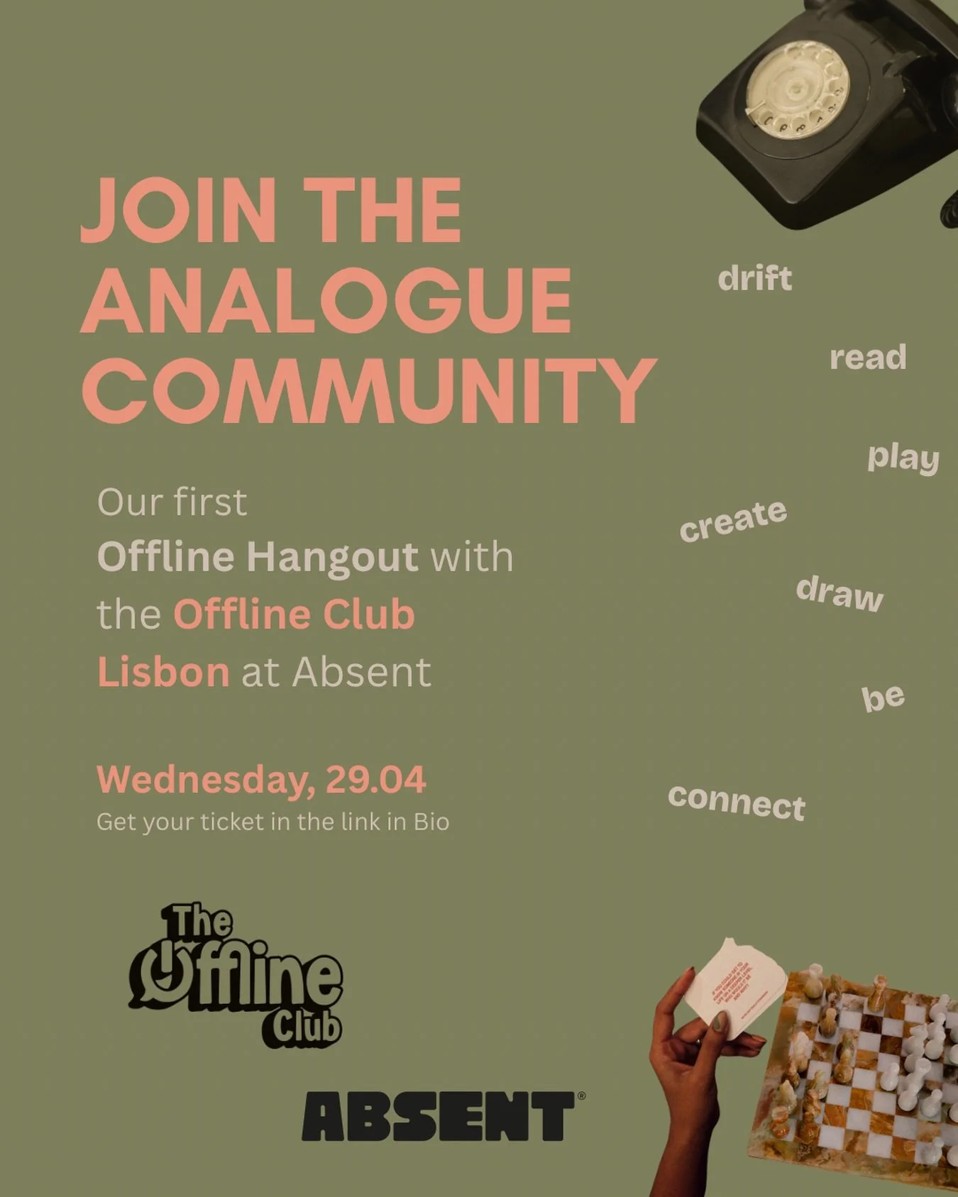 It was bound to happen.. our first offline hangout hosted by @theofflineclub_lisboa is coming this Wednesday. Come over and disconnect to reconnect with yourself and with others.
Tickets in link in bio!