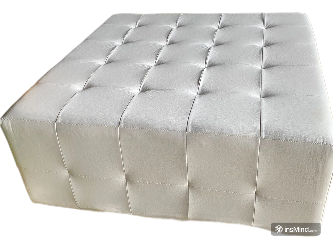 Puff Quadrado Grande Branco com Capitonê nas Laterais