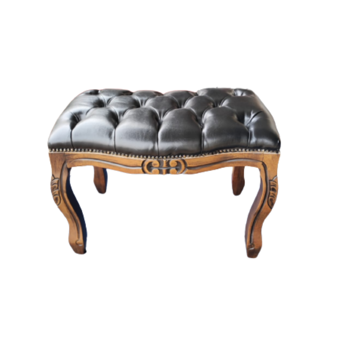 Puff Luiz XV Imbuia Preto Brilhante