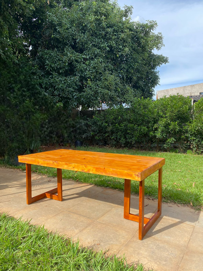 Mesa Rústica Retangular - Base T em Pinos