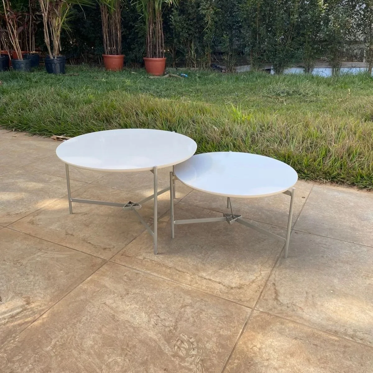 Mesa de Centro Moderna Dupla Branco