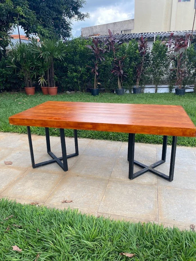 Mesa Rústica Retangular - Base X em Metalon