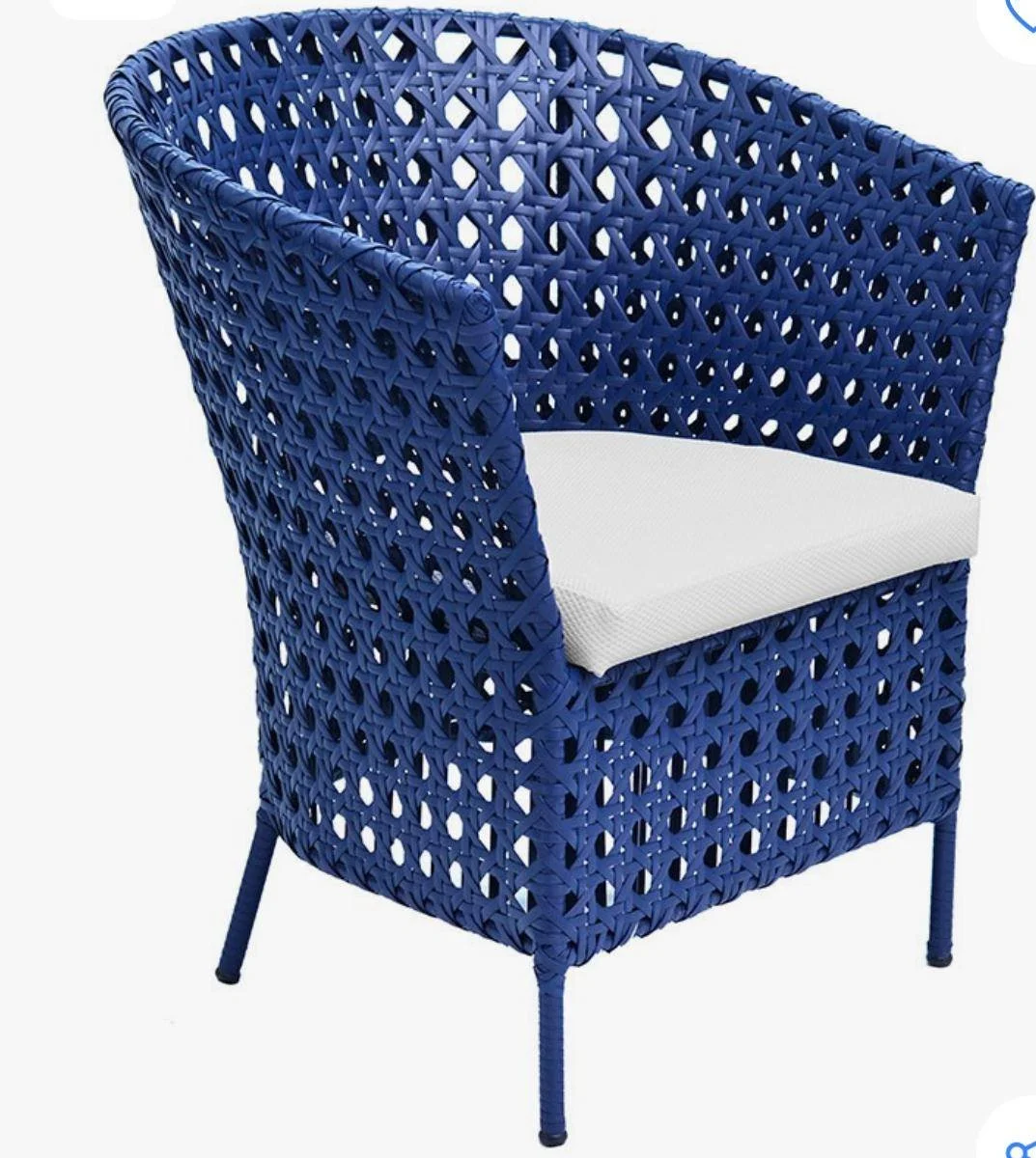 Poltrona Em Fibra Azul Assento Creme