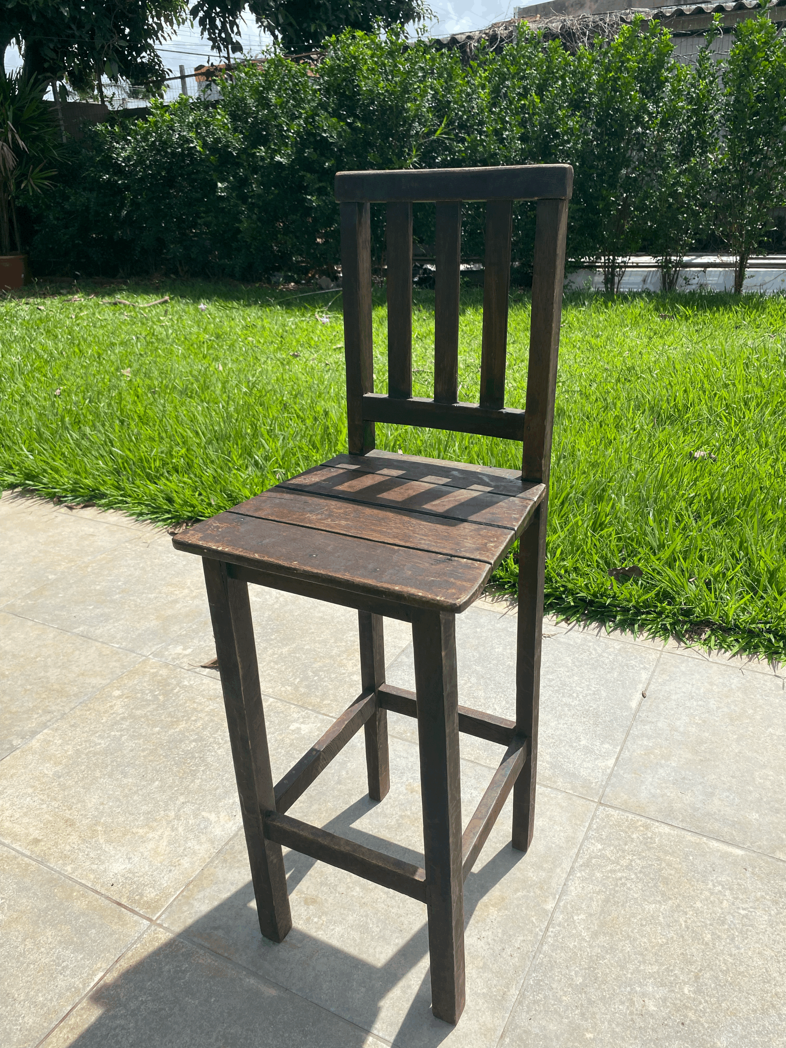 Banqueta de Madeira de Demolição