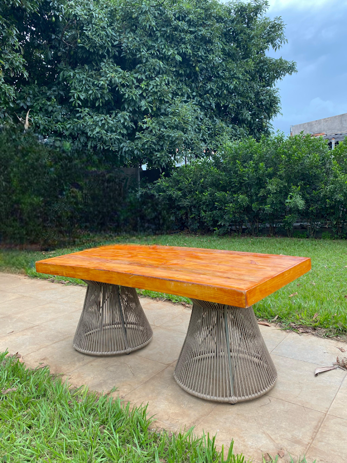 Mesa Rústica Retangular - Base de Corda Náutica