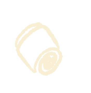 A hand-drawn sketch of a rolled-up towel or blanket on a black background.