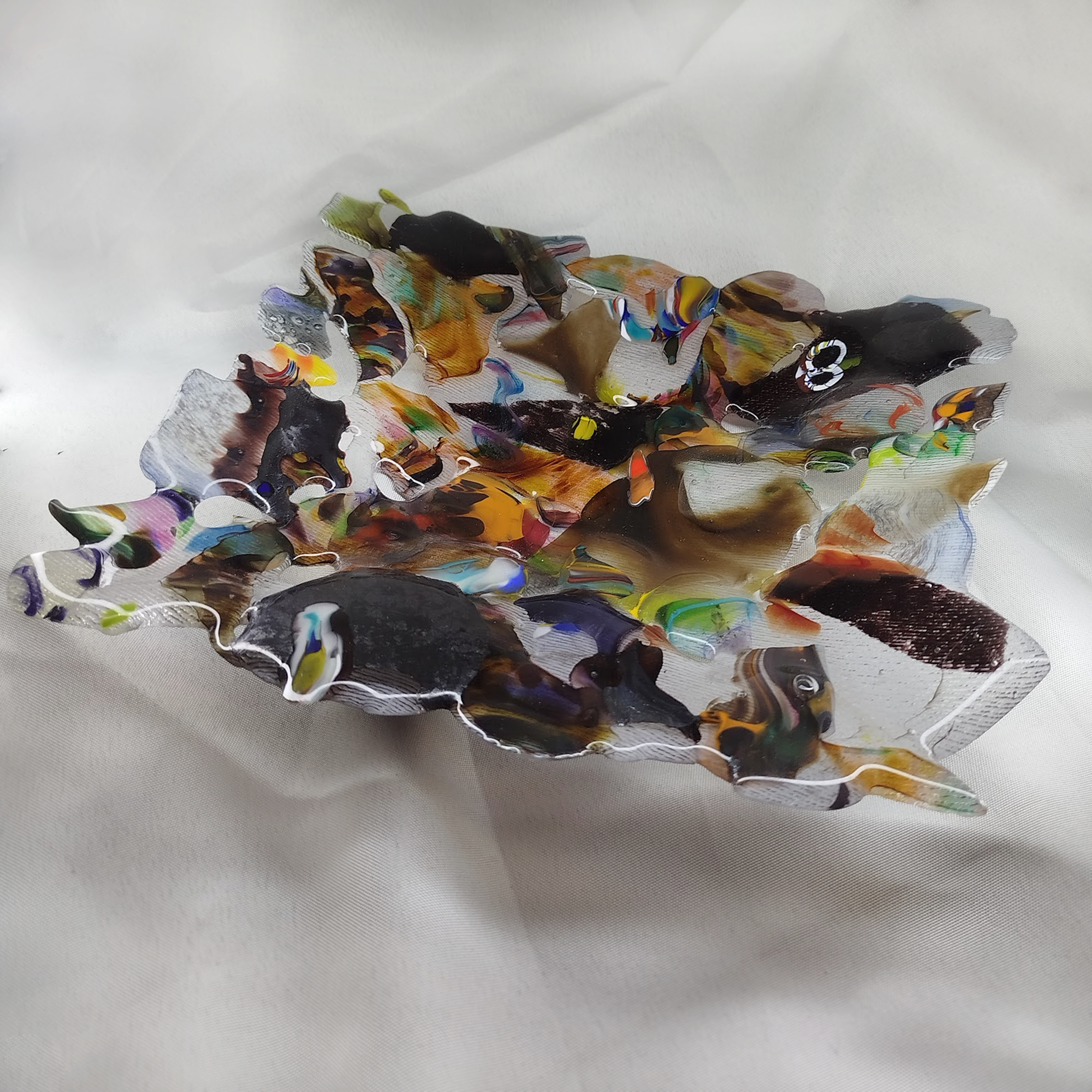'Shadowscape' Handmade Fused Glass Art Dish