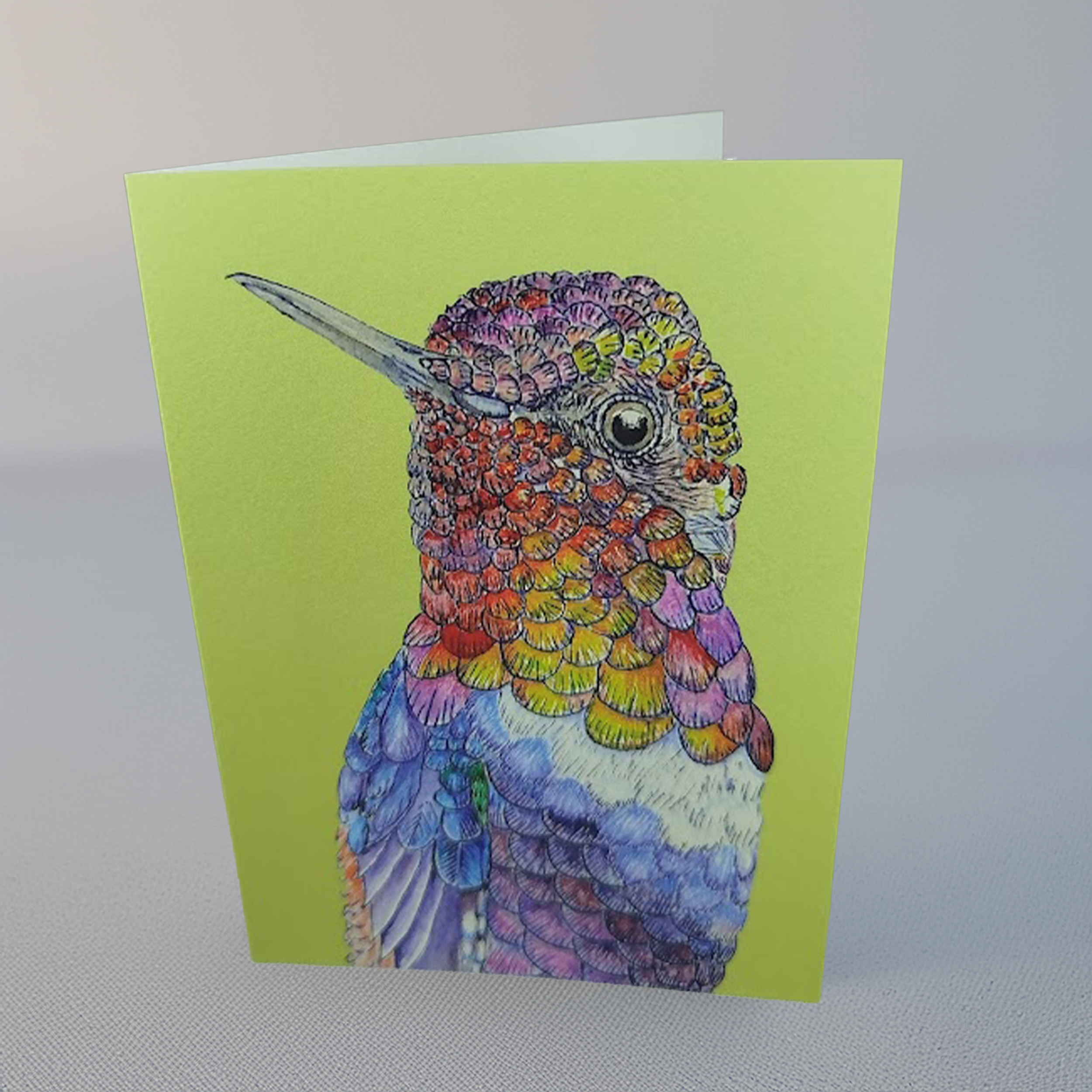 Vibrant 'Hummingbird' A5 Art Card