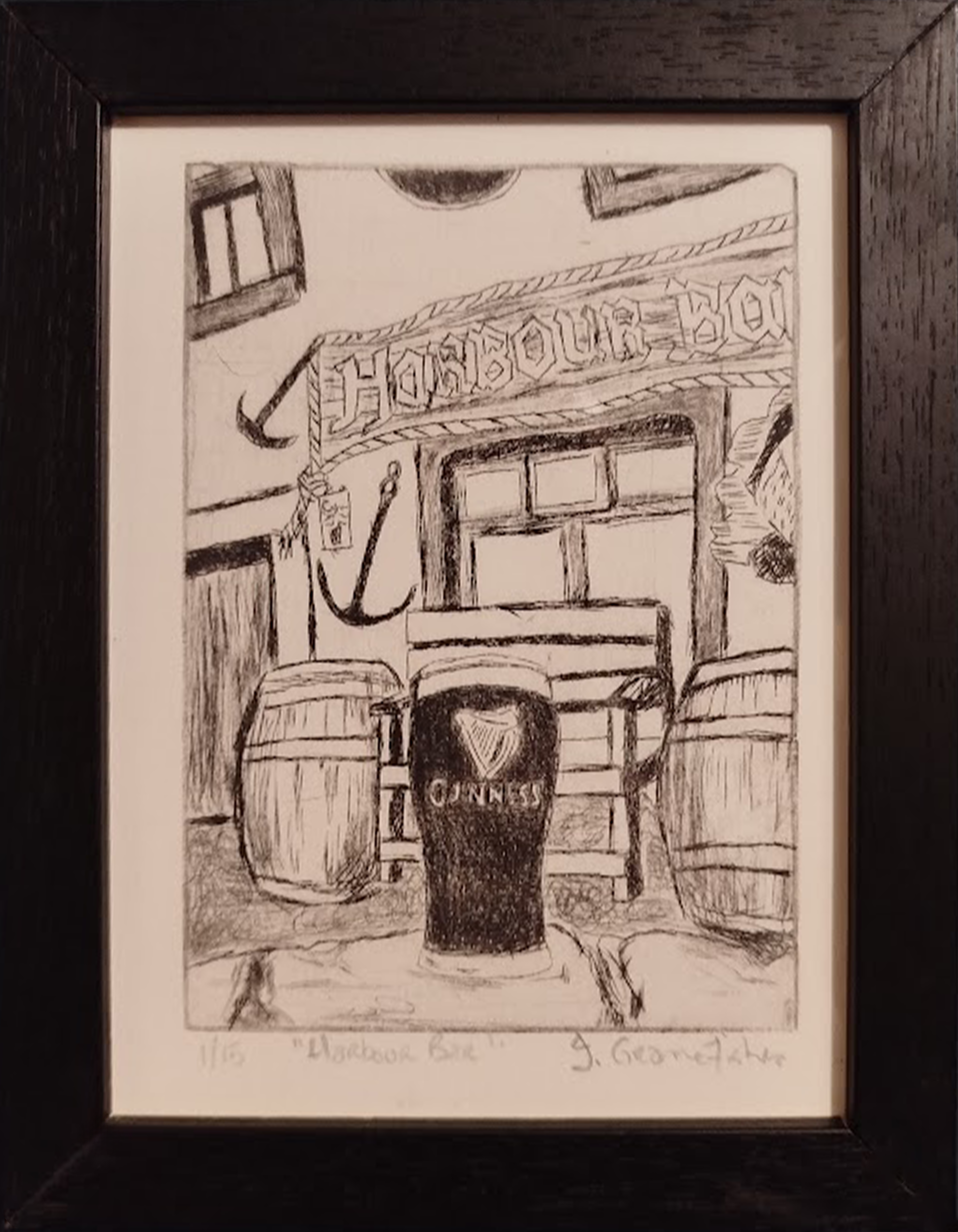 'Harbour Bar' - Limited Edition Intaglio Print - Framed