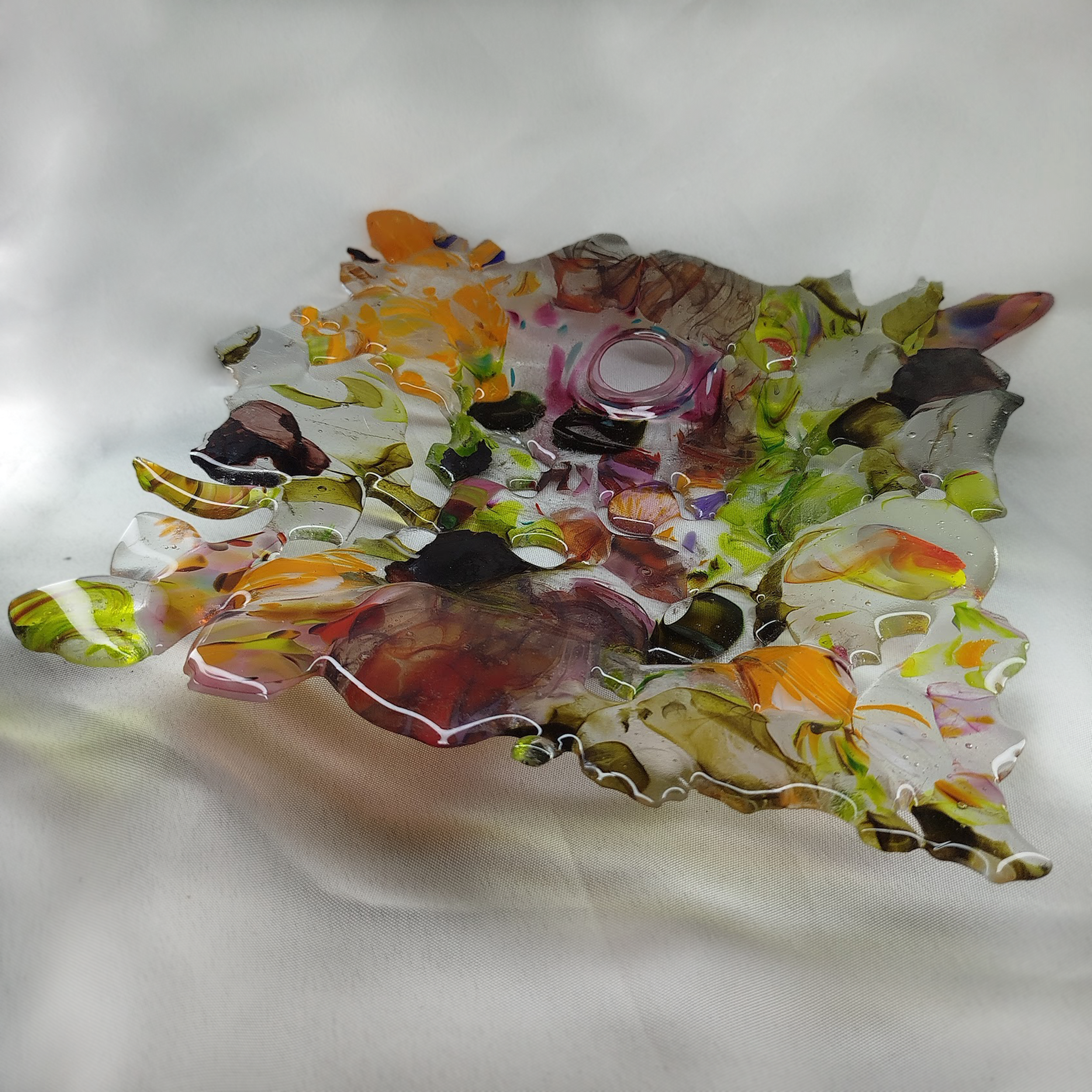 'Springtime' Handmade Fused Glass Dish