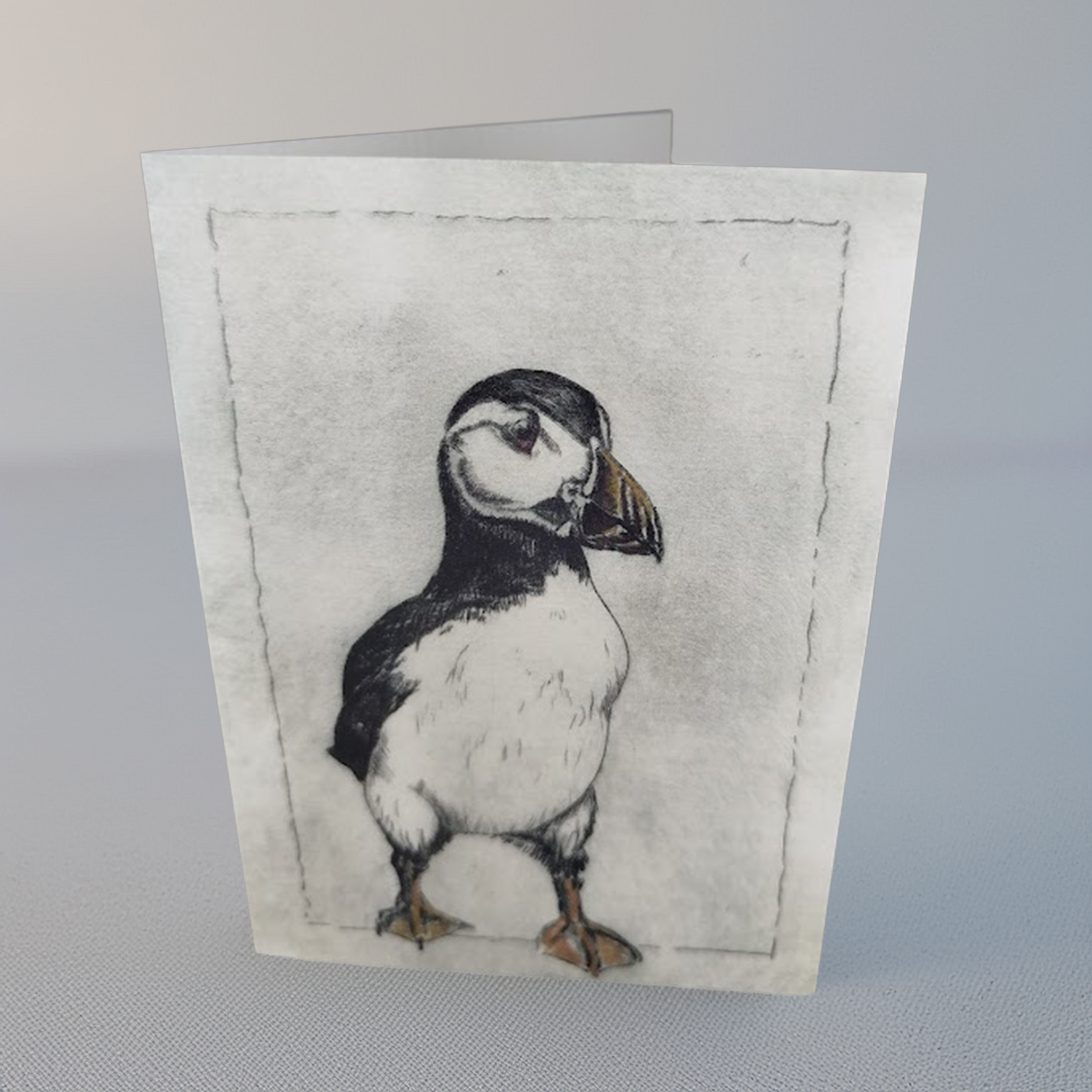 'Puffin' A5 Card on Gesso Paper
