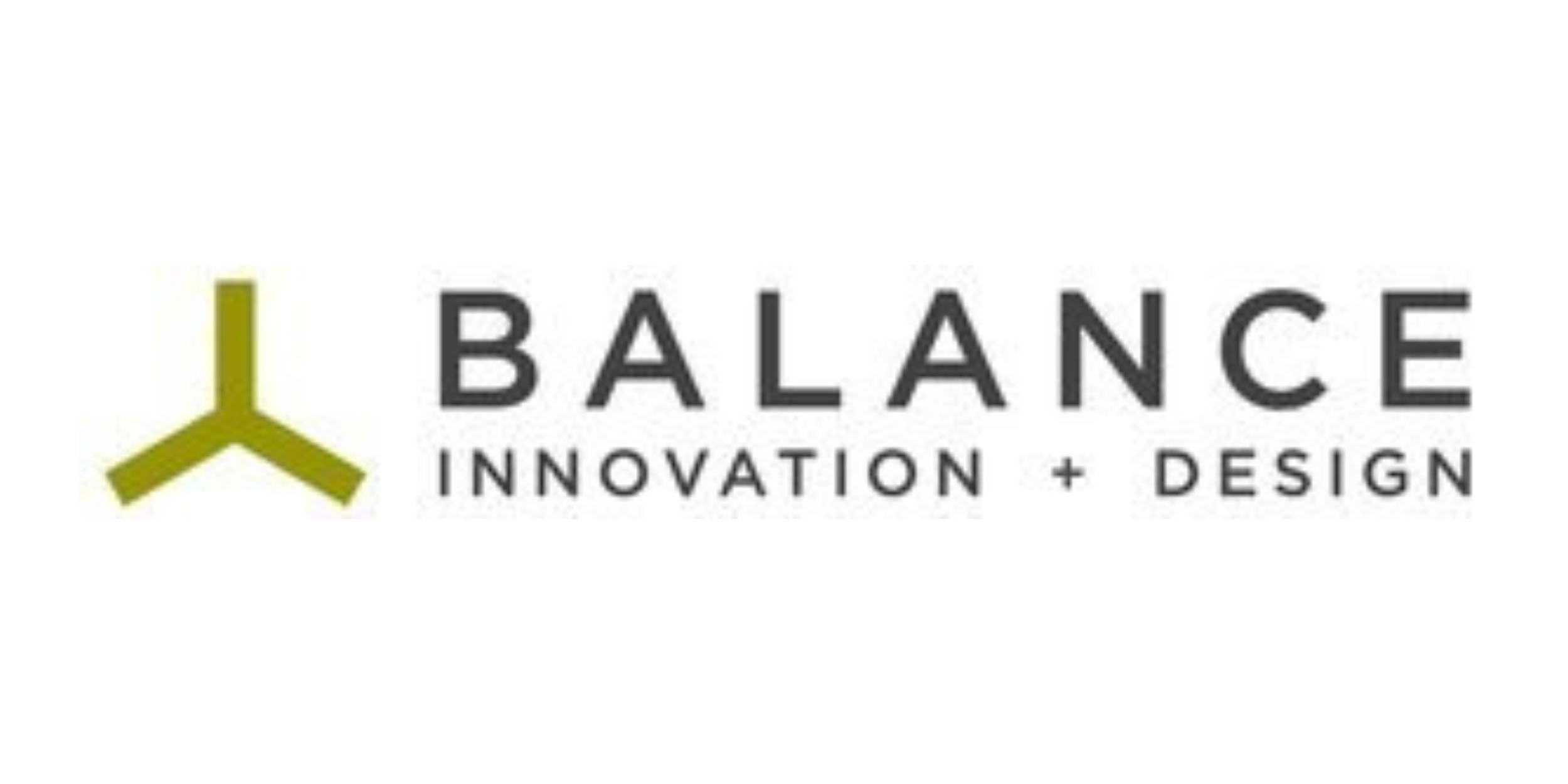 Logo for Balance Innovation + Design with a green geometric symbol and black text
