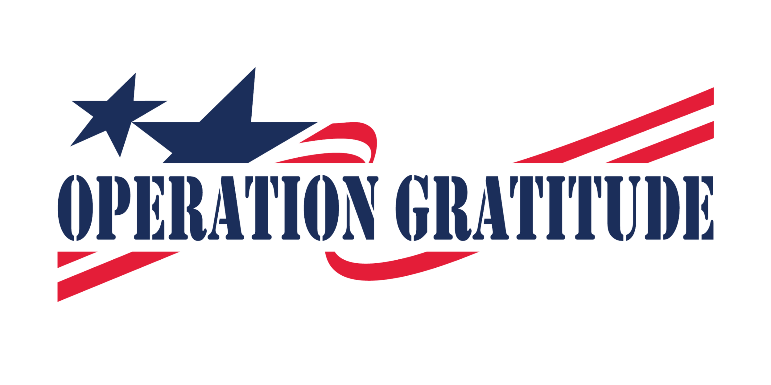 Operation Gratitude logo with stars and red stripes.