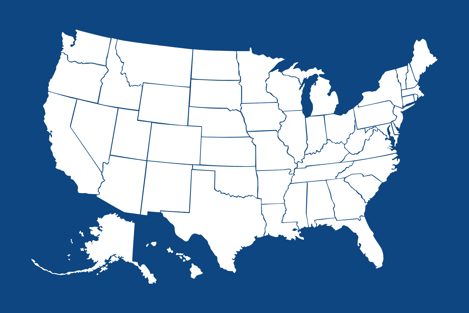 Outline map of the United States with state boundaries, no labels or colors.