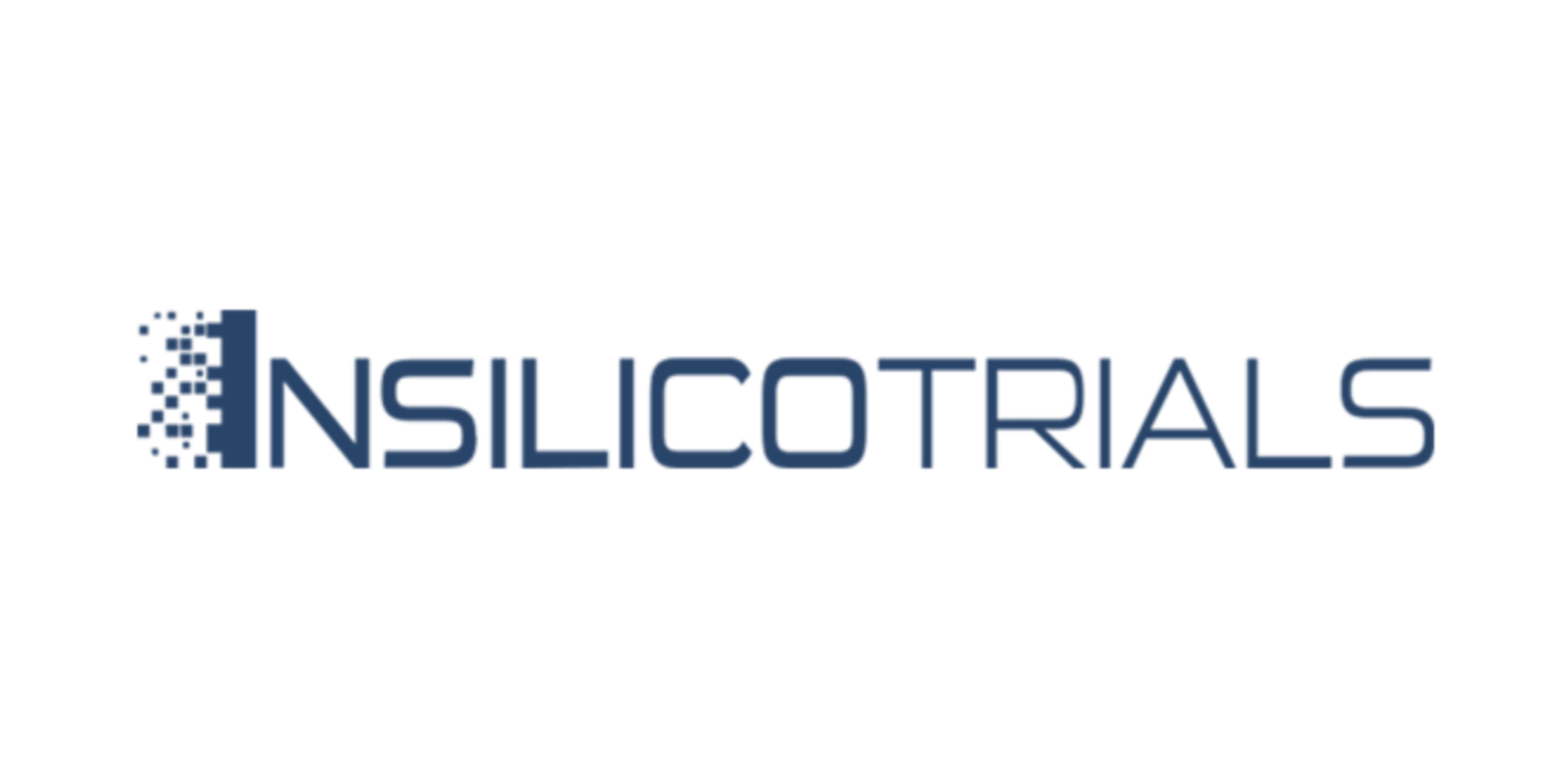 Logo with the text 'SILICOTRIALS' in blue, featuring a stylized barcode design to the left.
