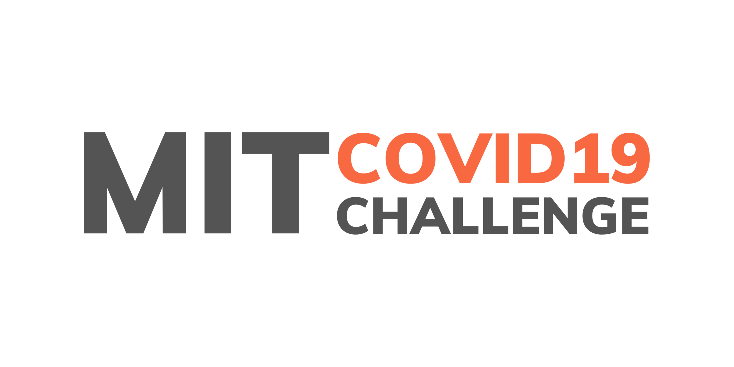 MIT COVID-19 Challenge logo with the words 'MIT', 'COVID19', and 'Challenge' in bold, with 'MIT' in dark gray, 'COVID19' in orange, and 'Challenge' in dark gray.