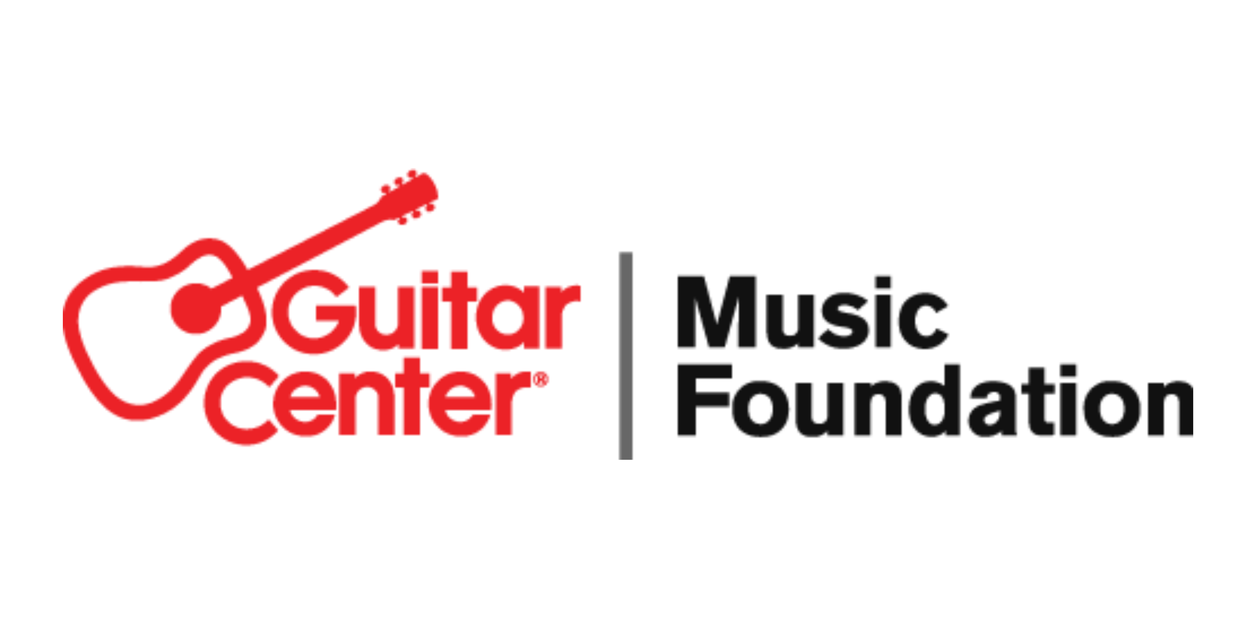 Guitar Center and Music Foundation logo with a red guitar icon and bold black and red text.