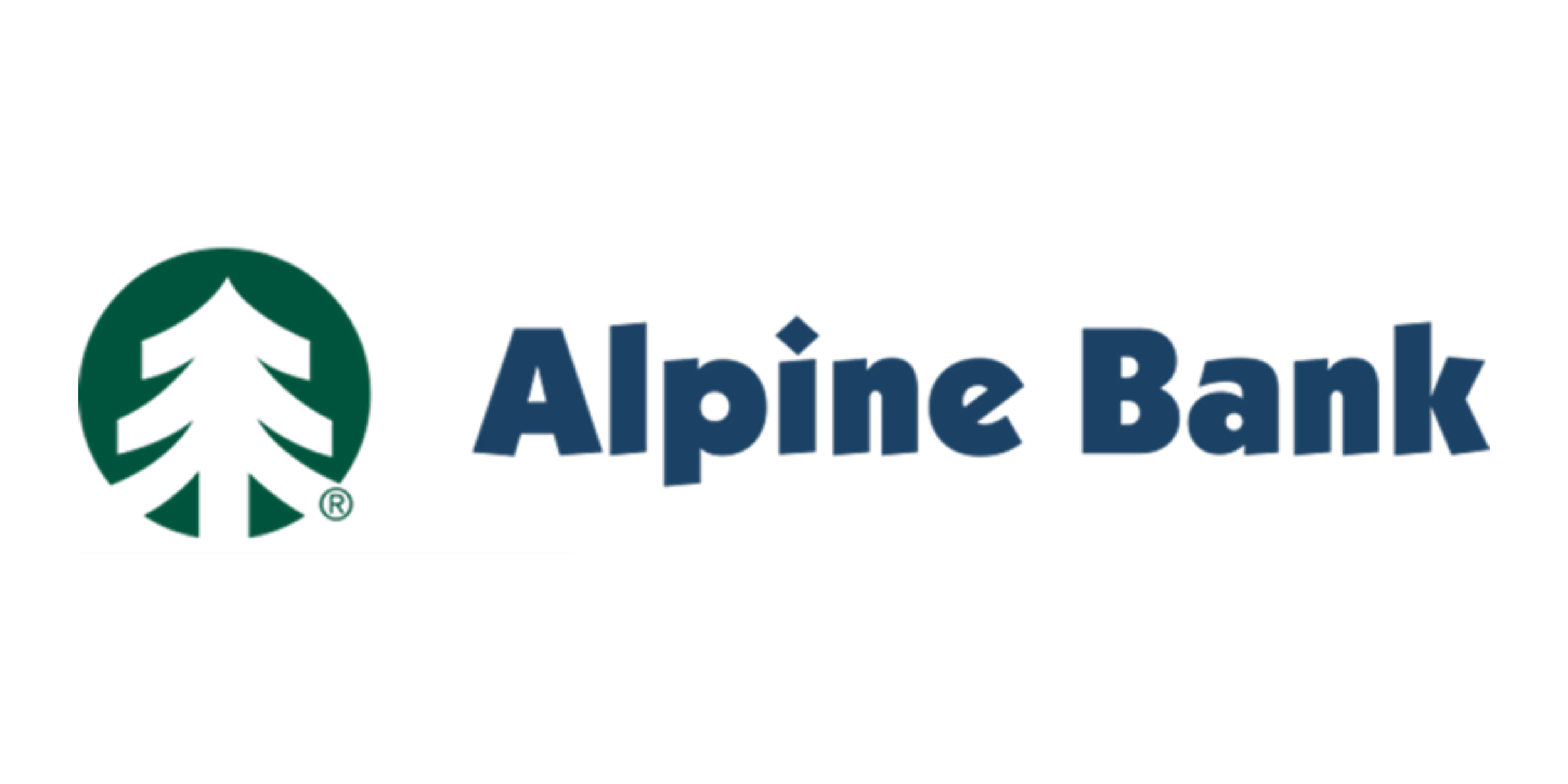 Alpine Bank logo with a stylized tree icon and the text 'Alpine Bank' in dark blue.