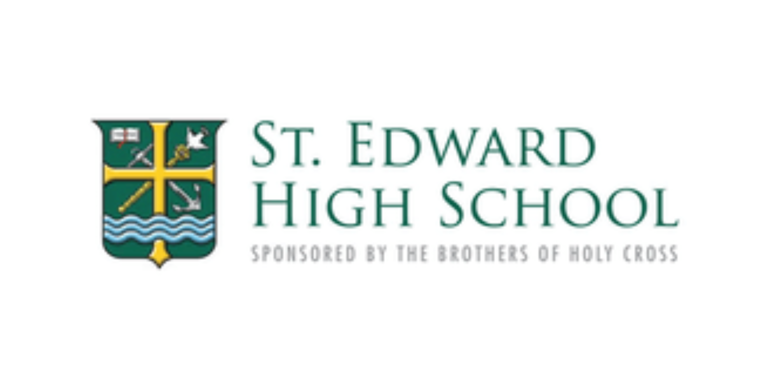 St. Edward High School logo with crest and text indicating sponsorship by the Brothers of Holy Cross.