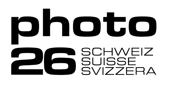 Logo for Photo 26, a Swiss photography organization or event, with the words 'Photo 26,' 'Schweiz,' 'Suisse,' and 'Svizzera' in black and white.