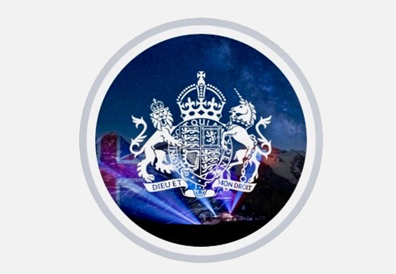 Canadian Police emblem superimposed on a mountain and starry sky background.