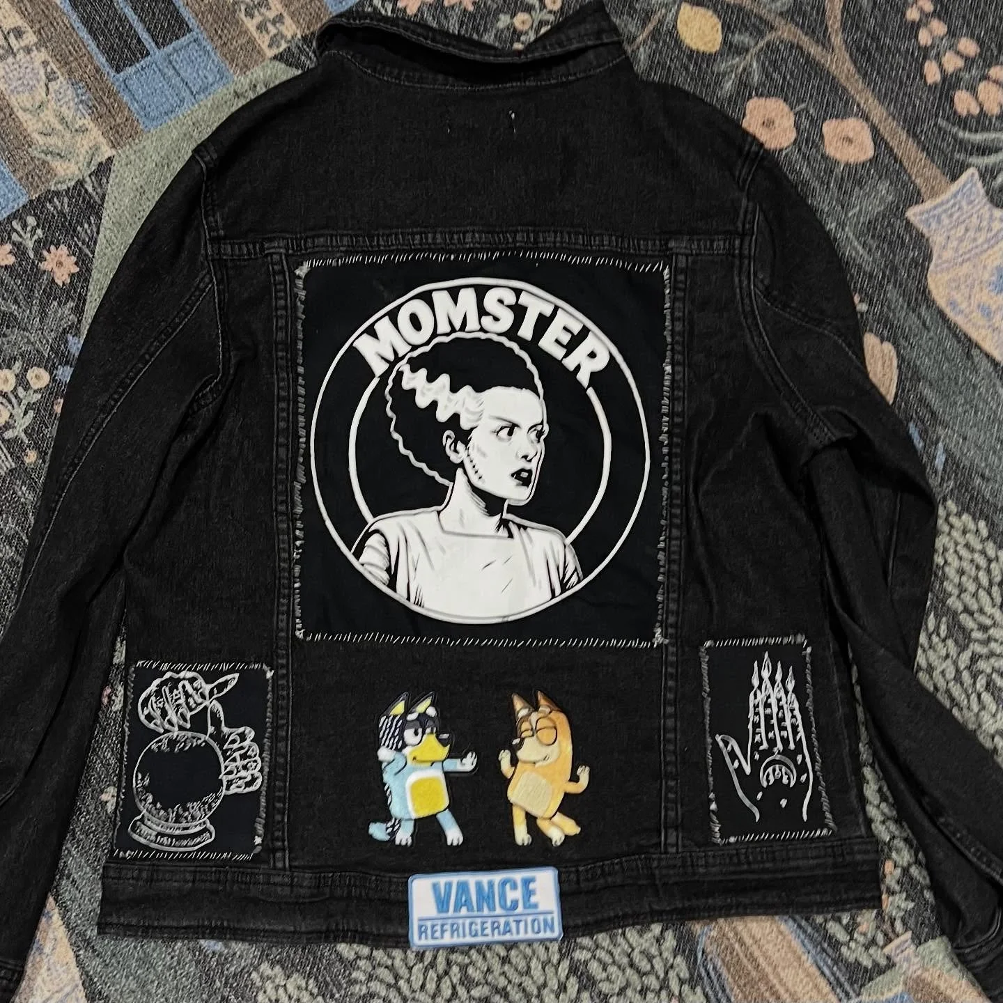 Been putting together some custom battle jackets for the fam! Each one has a big back patch I designed to capture the vibes and energy of each person (mom and kids). Then, I had them silkscreened by a super talented artist I found on Etsy (shop: Rain