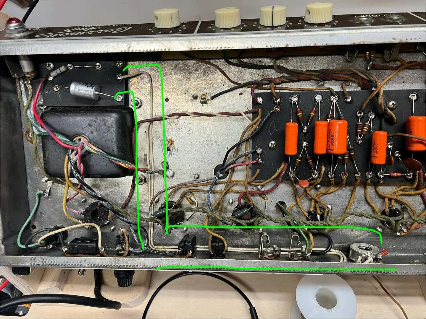 🛠️ 1961 Fender Bassman 6G6 &ndash; Bias Trim Mod ⚡️

The early blonde Bassman circuits like this &rsquo;61 6G6 ran fixed bias from the factory&mdash;no adjustment, just whatever the circuit set. 

While restoring this amp back to its proper 6G6 glor