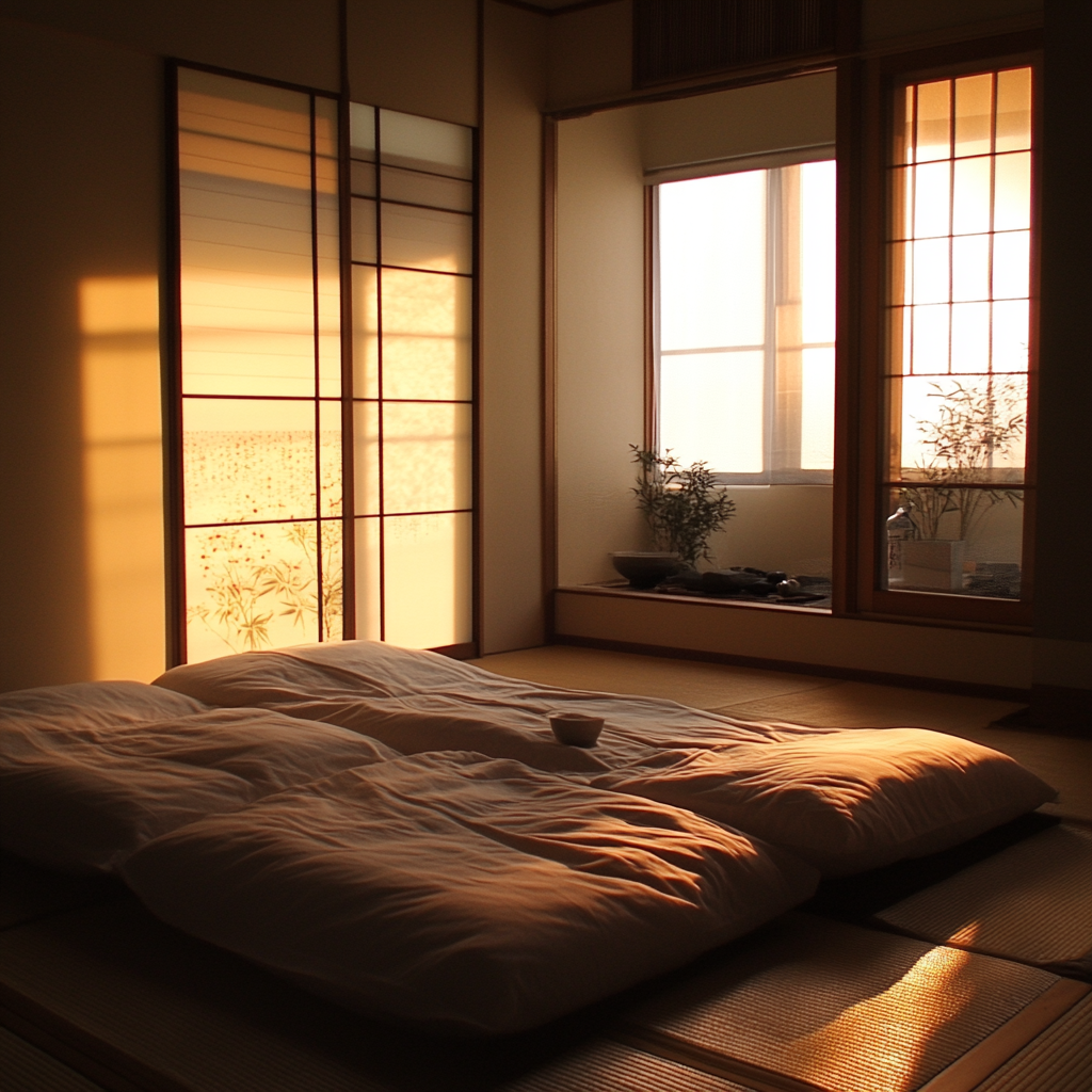 chambre immersive traditionnelle japonaise dans un ryokan - ambiance zen et matériaux authentiques