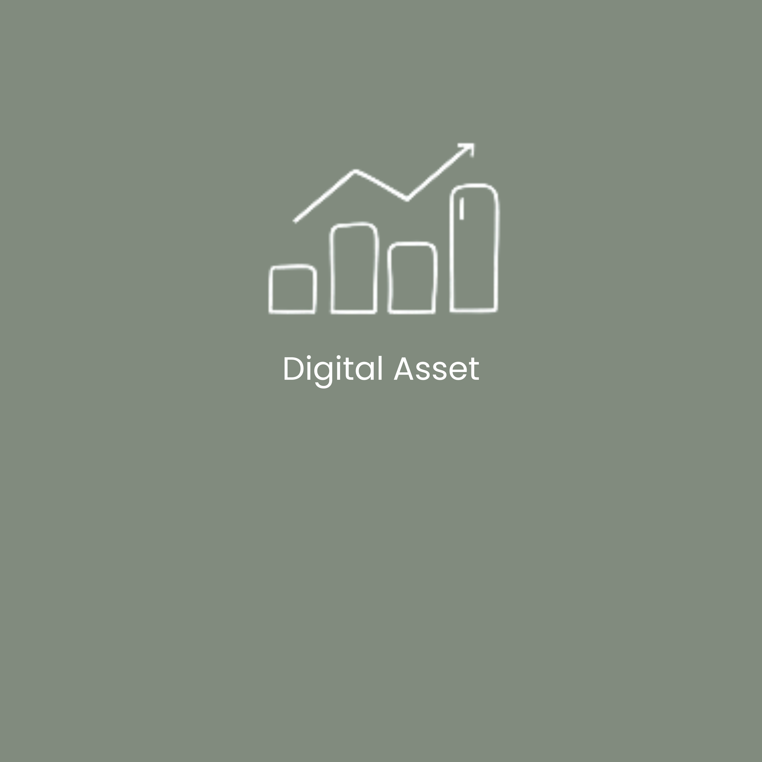 A simple line drawing of a bar chart with four bars and an upward trending arrow, with the text "Digital Asset" below.