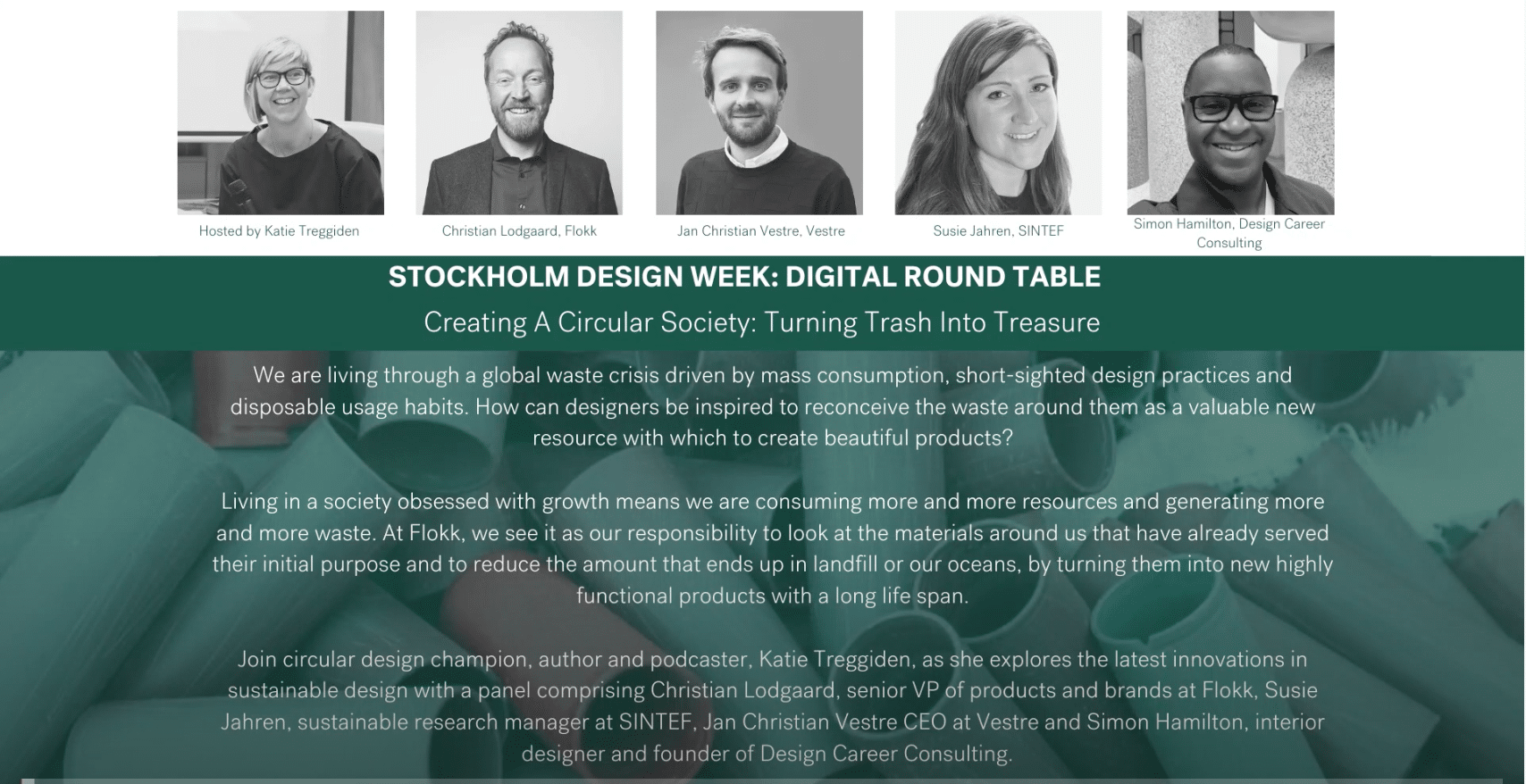 Creating A Circular Society: Turning Trash Into Treasure, Stockholm Design Week 2021