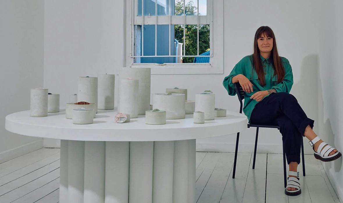 Claire Ellis Makes Vessels From Waste Clay, Eggshells, Glass, and More (Circular by Design, Design Milk)