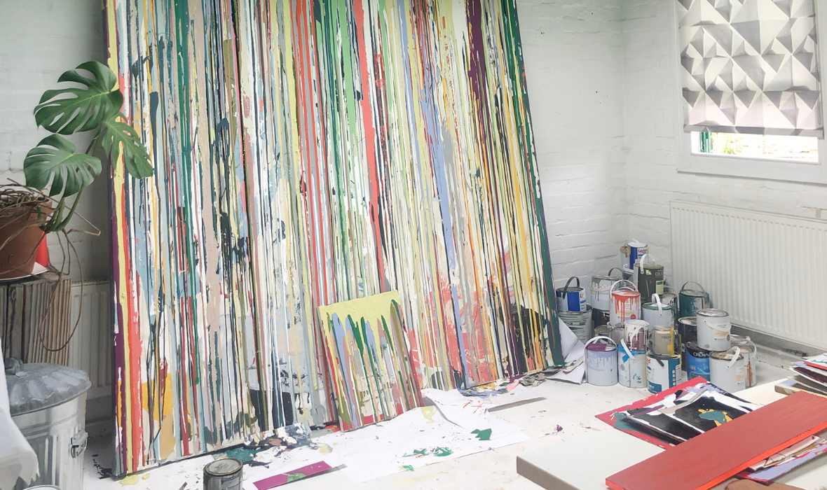 Ella Doran Turns Leftover Household Paint Into a One-Off Art Piece (Circular by Design, Design Milk)