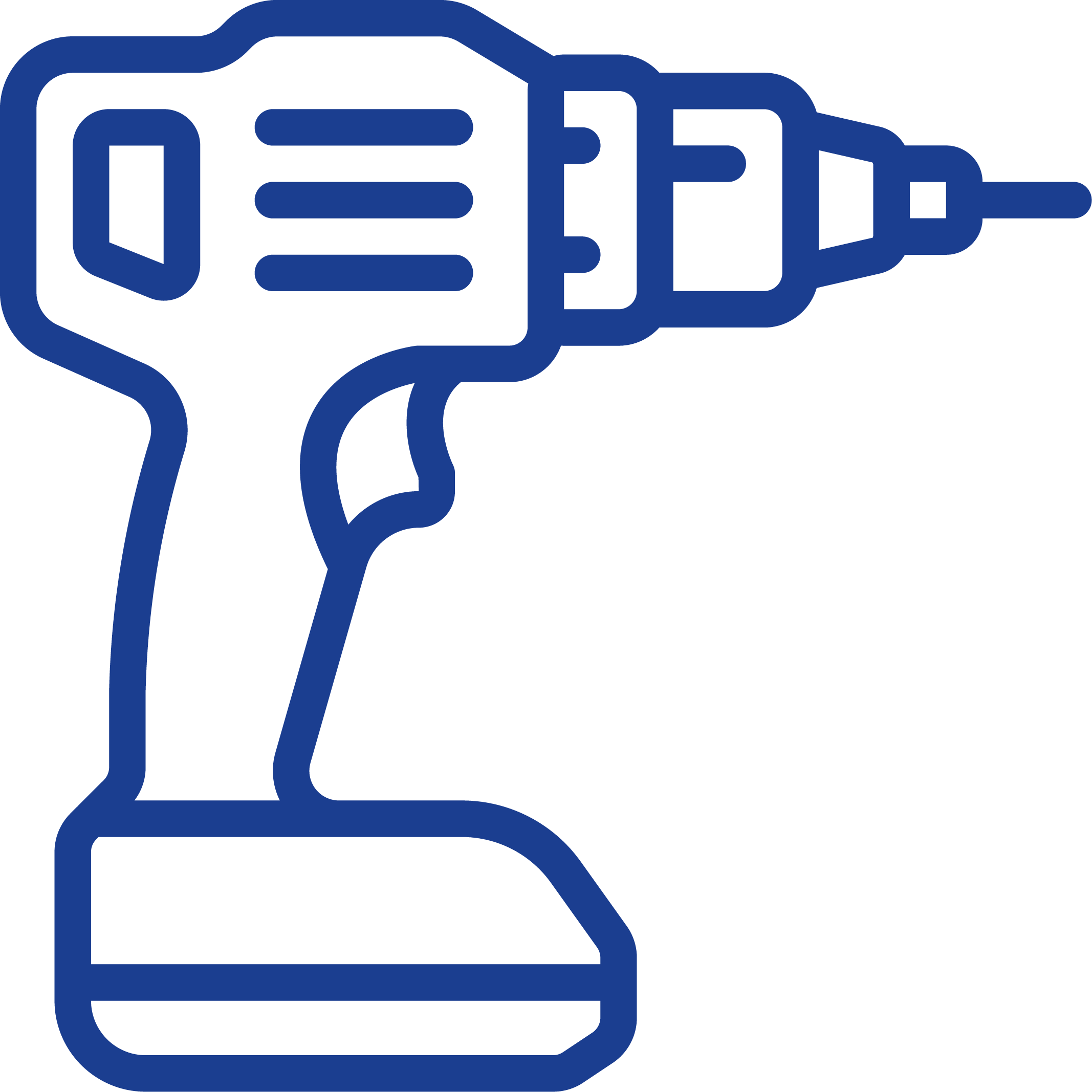 Symbol eines blauen Bohrmaschinen-Icons.