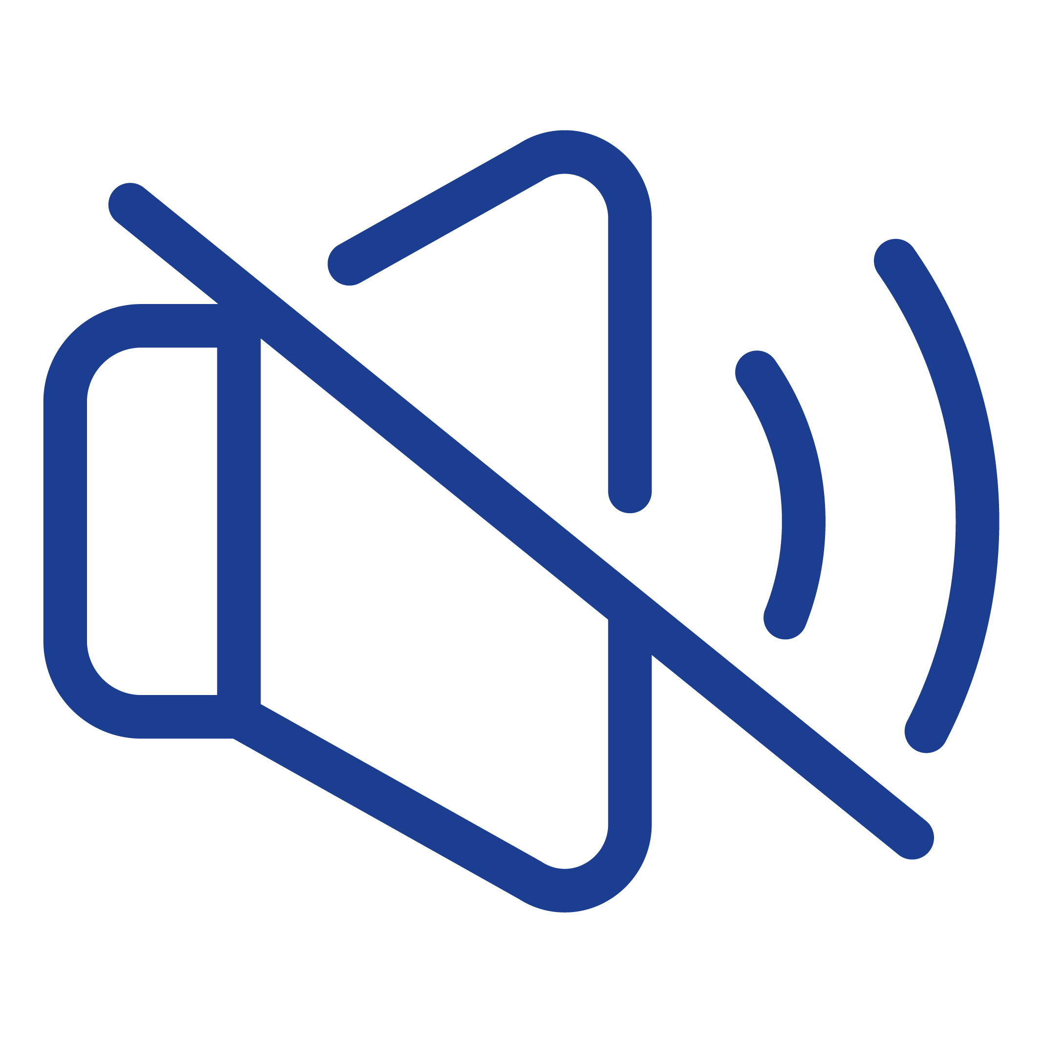 Symbol für stumm geschaltetes Mikrofon, das anzeigt, dass die Lautstärke ausgeschaltet ist.