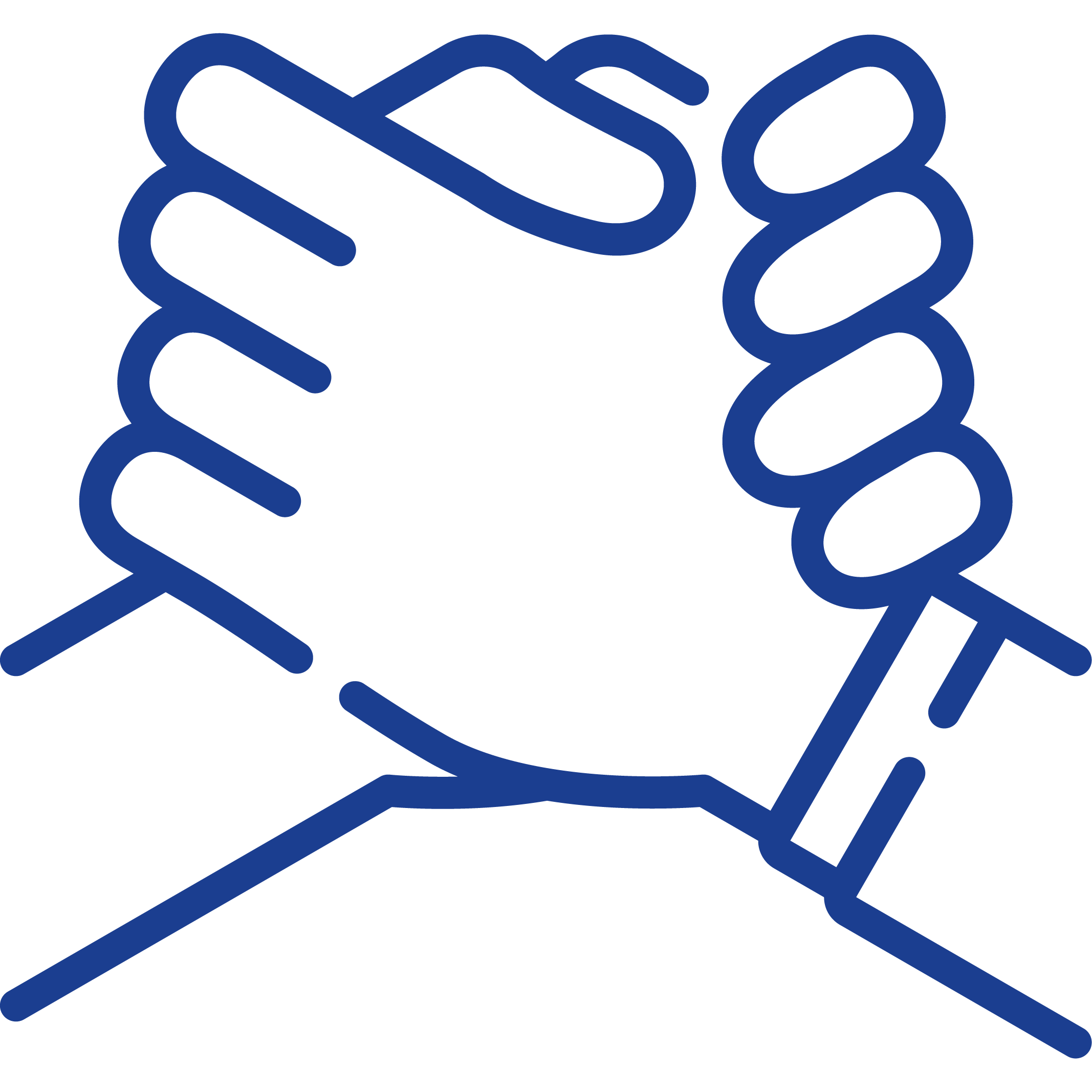 Symbolbild für Zusammenhalt und Gemeinschaft, zwei Hände, die sich berühren, in dunklem Blau