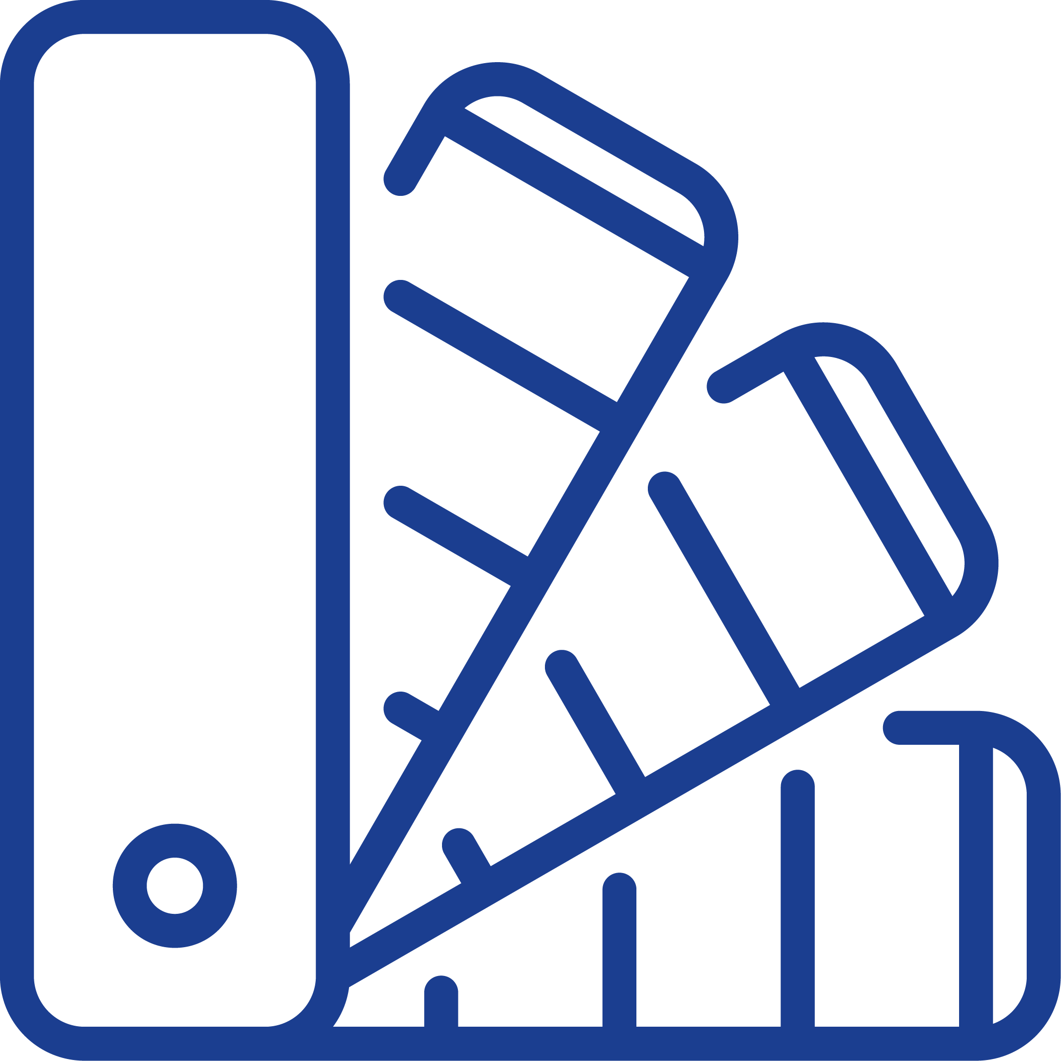 Linienzeichnung von vier Farbmustern und einem Farbrad.