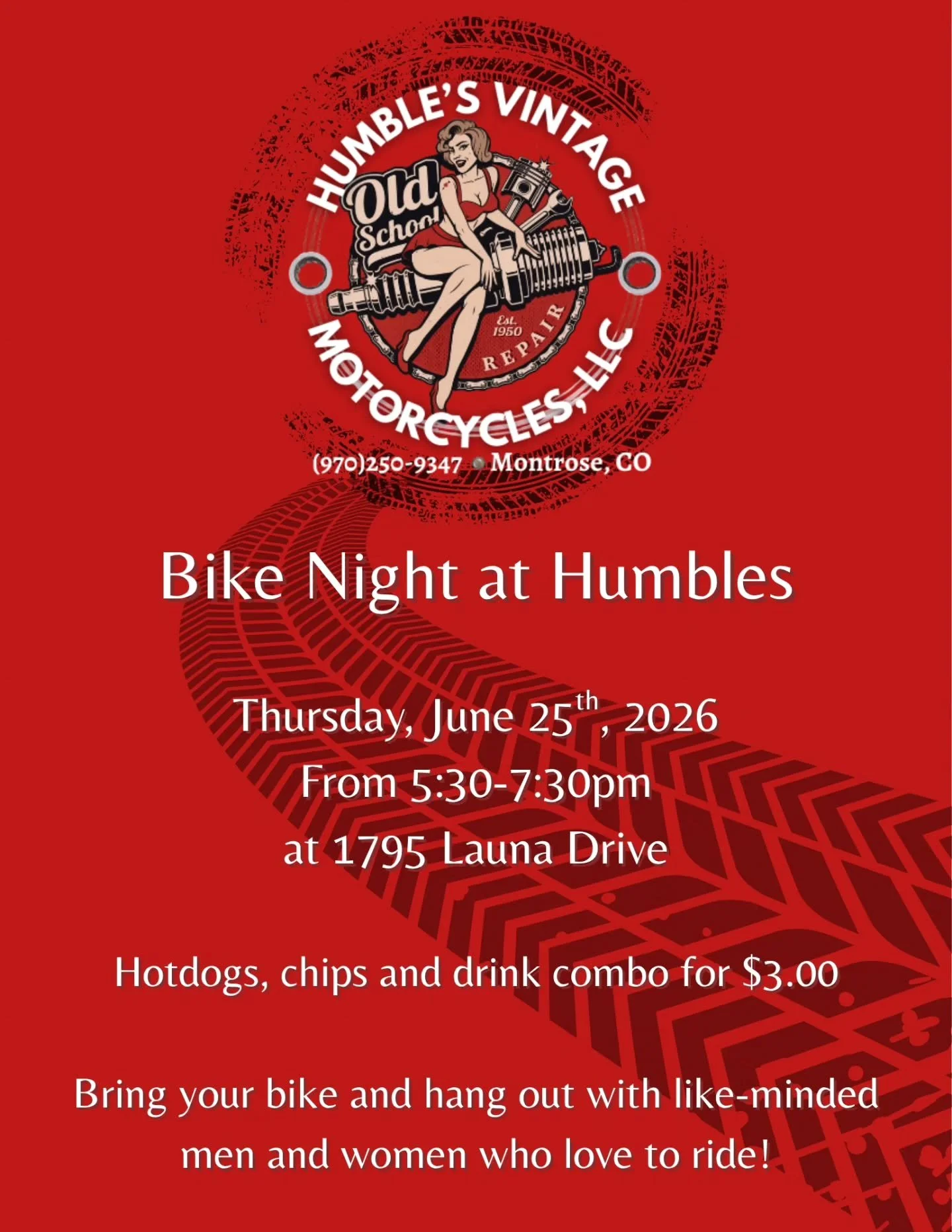 Chrome, leather, and good conversation 🏍
Join us for Bike Night at Humble's Vintage Motorcycles on June 25th from 5:30&ndash;7:30 PM. Bring your bike, swap stories, meet fellow riders, and enjoy an evening celebrating the motorcycle lifestyle.
🌭 Ho