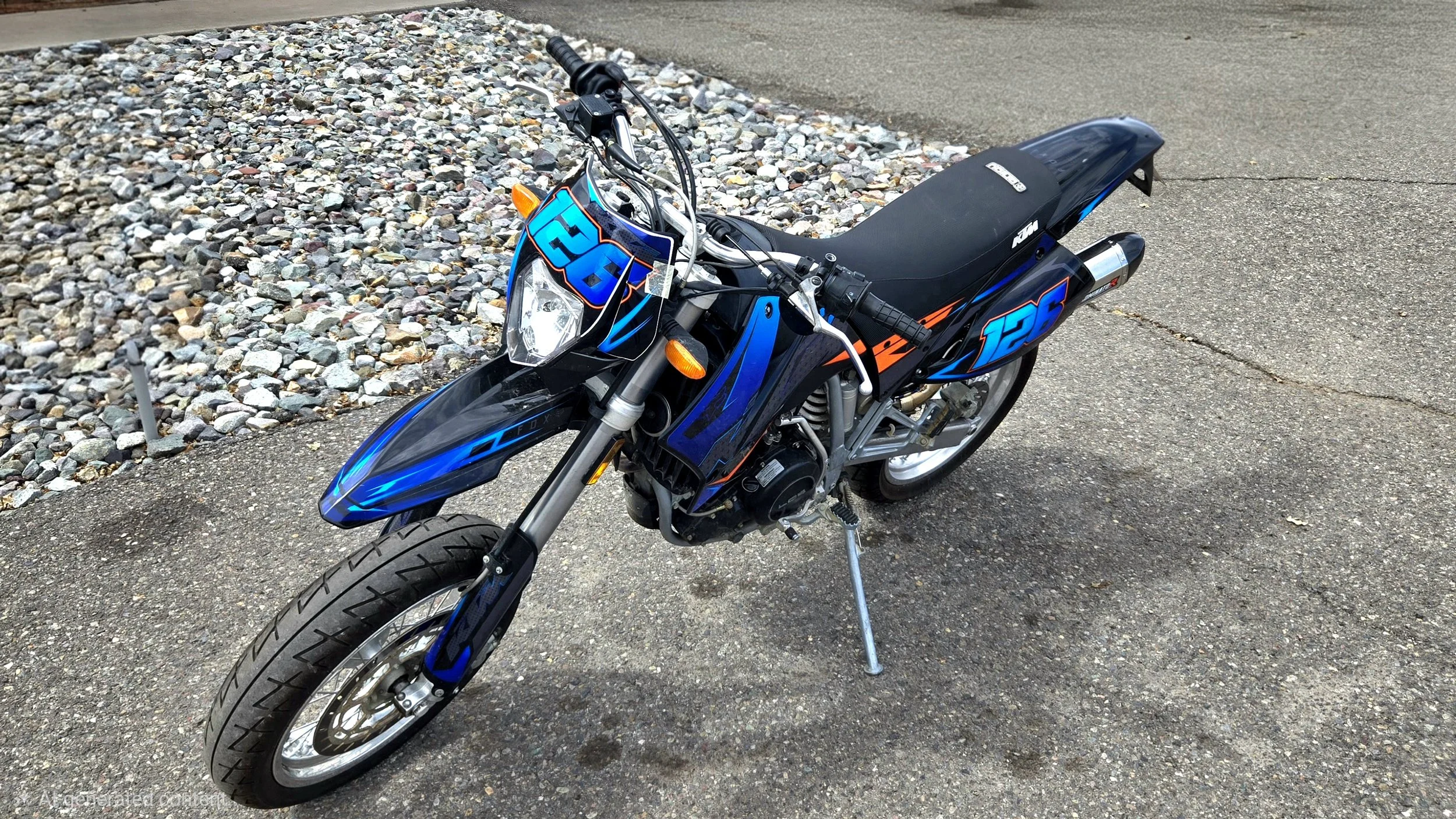 2001 KTM LC4 640 in blue and orange