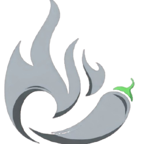 Stylized illustration of a flame with a chili pepper inside.