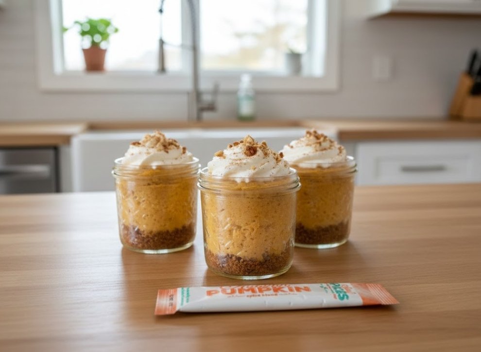 pumpkin cheesecakes in mason jars