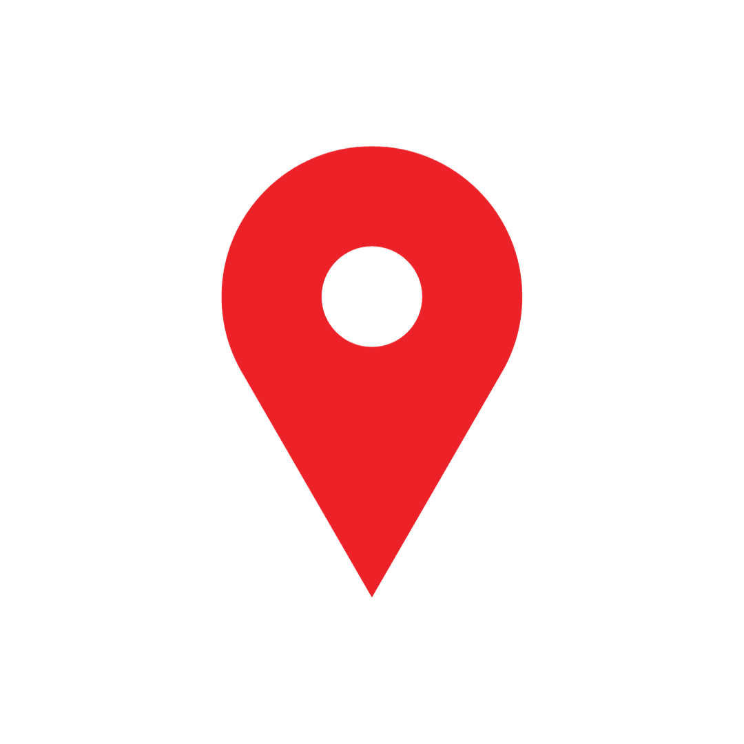 Red map pin icon on a black background.