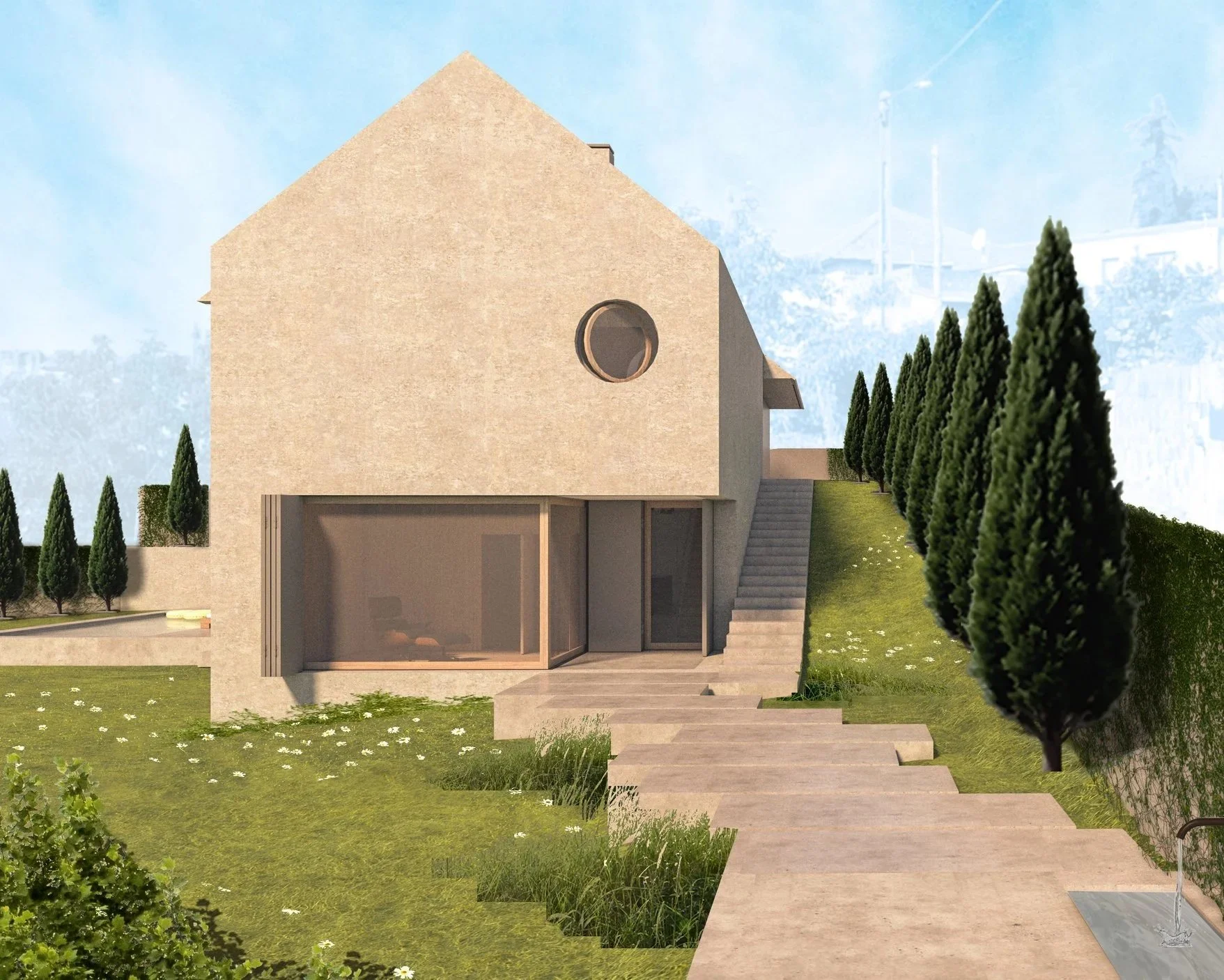 Habitação unifamiliar em S. Jorge de Selho, vista exterior de construção nova — GAUG