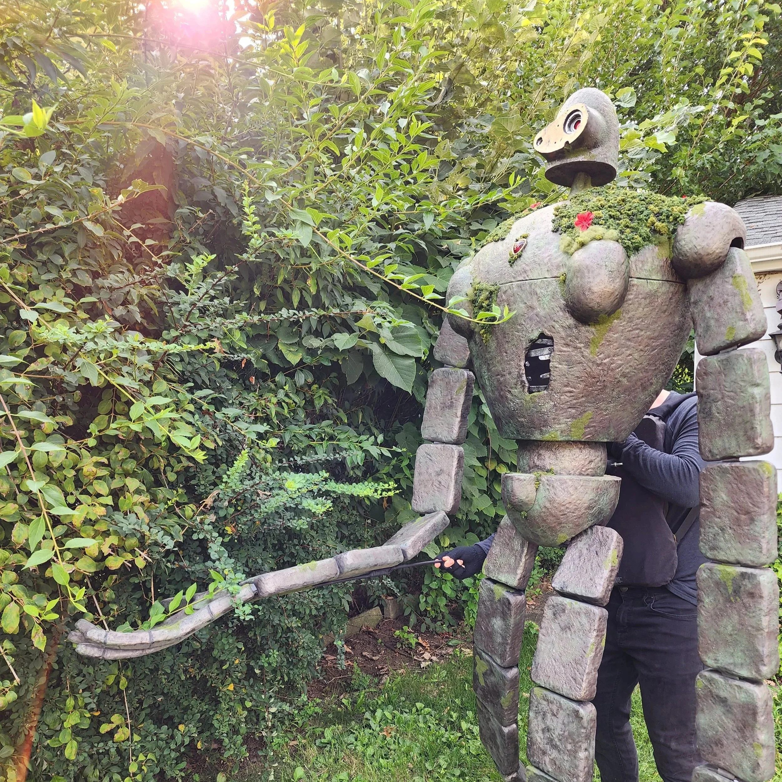 Laputa robot puppet from Castle in the Sky - EVA foam, plastidip, acrylic paint, resin, PVC pipe,  hobby moss, found parts