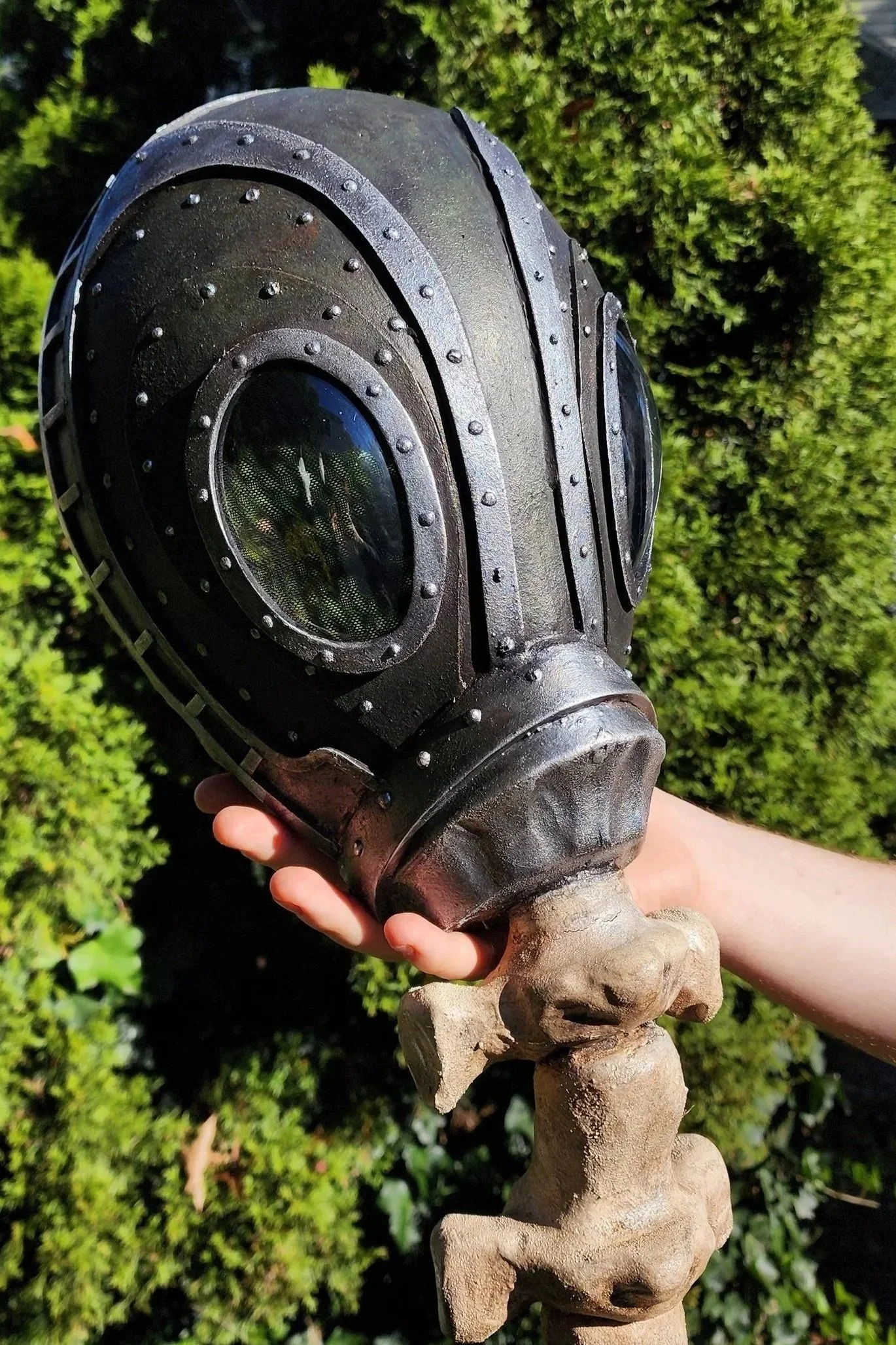 Dream's helm from Netflix's Sandman - EVA foam, plastidip, acrylic paint, plastic lenses