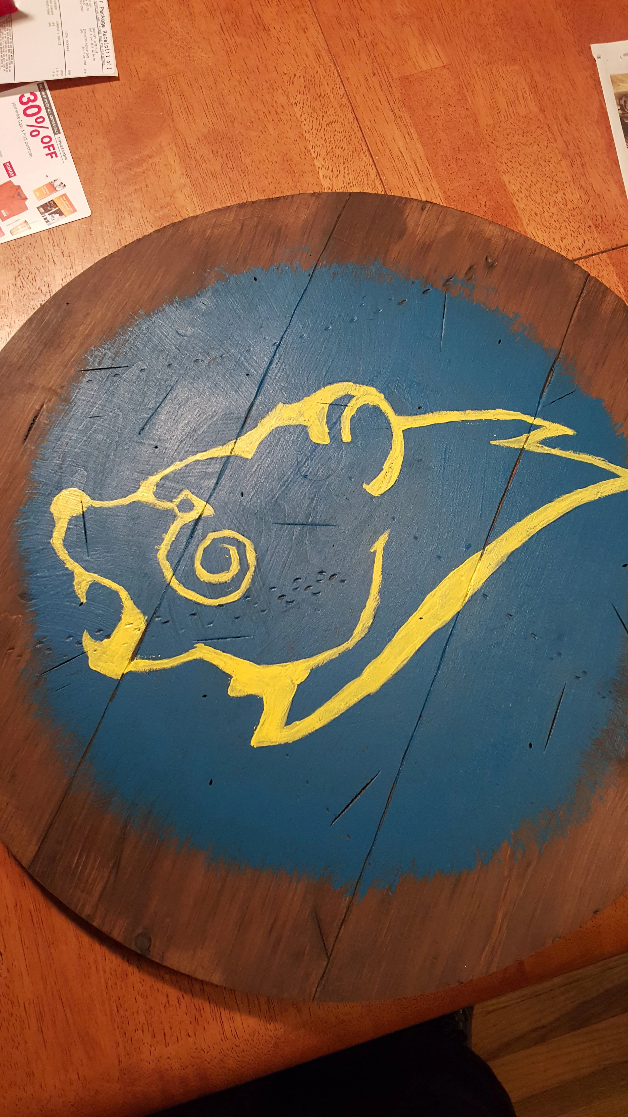 Guard's shield from Skyrim -  
Wood, acrylic paint